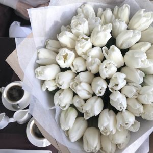 Букет из 51 белого тюльпана — Тюльпаны