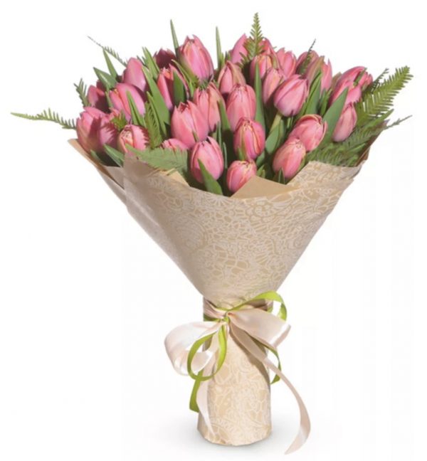 Розовый букет из 31 тюльпана — Букеты цветов