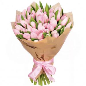 Букет из 51 розового тюльпана — Тюльпаны