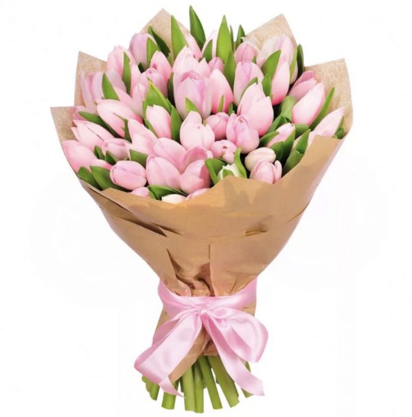 Букет из 49 розовых тюльпанов — Букеты цветов