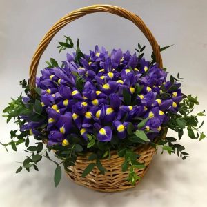 51 ирис в корзине — Букеты цветов