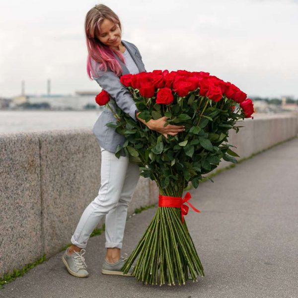 Букет из 101 розы 120 см — Букеты цветов