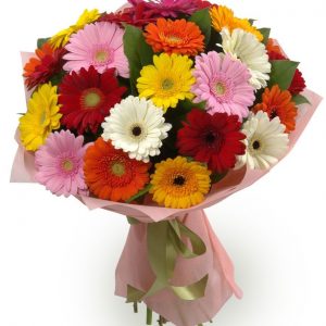 Яркий букет из 25 гербер — Букеты цветов