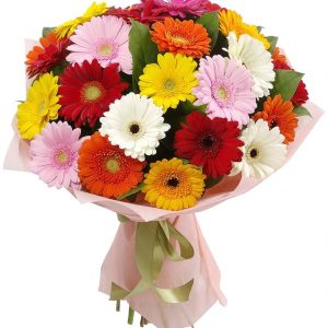 Яркий букет из 25 гербер — Букеты цветов