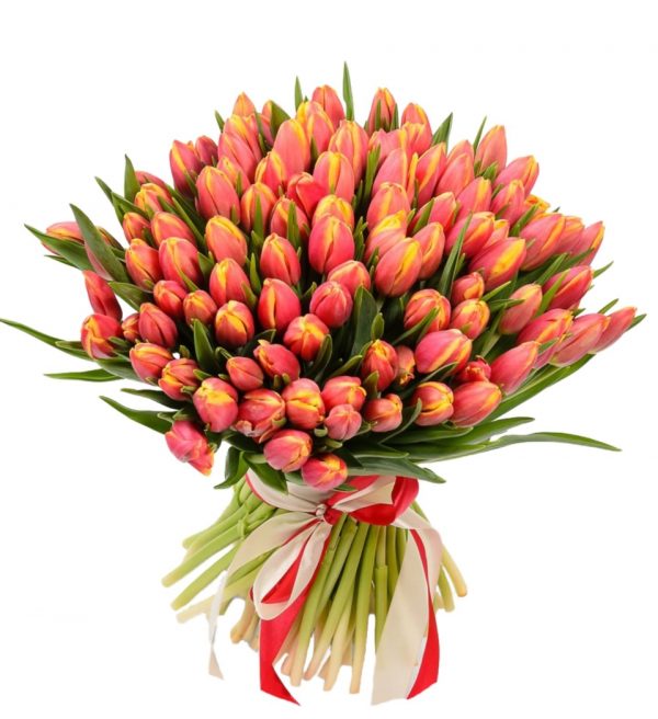 Букет из яркого 101 тюльпана — Букеты цветов