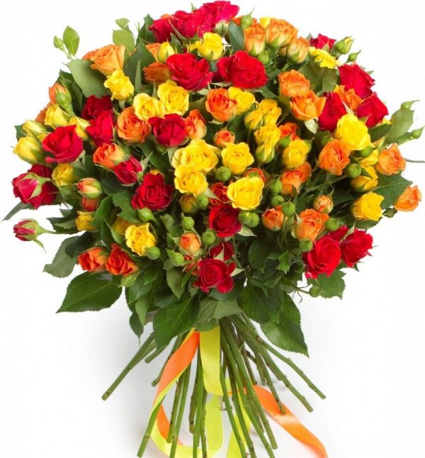 Букет из 35 кустовых роз микс — Букеты цветов