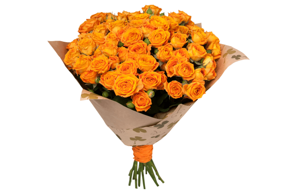 25 кустовых оранжевых роз