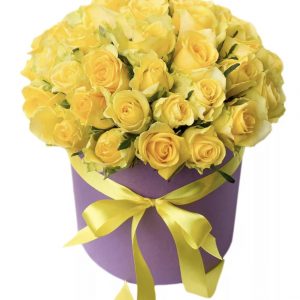 55 желтых роз в коробке — 55 желтых роз