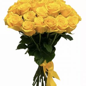 Букет из 21 желтой розы 70 см — 21 голландская роза