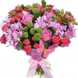 Букет с гвоздиками и хризантемами — Букеты цветов