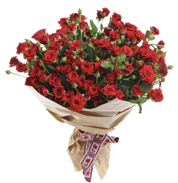 25 кустовых красных роз — Букеты цветов