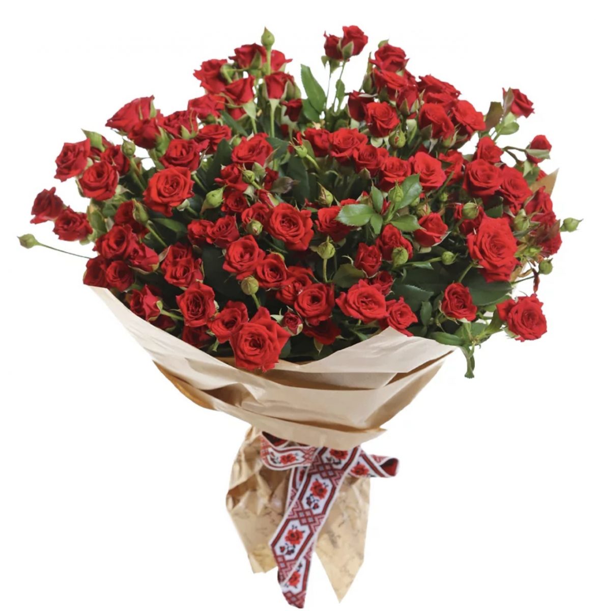Купить 25 кустовых красных роз по доступной цене с доставкой в Москве и  области в интернет-магазине Город Букетов