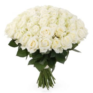 Букет из 51 белой розы 70 см — Букет белых роз доставка