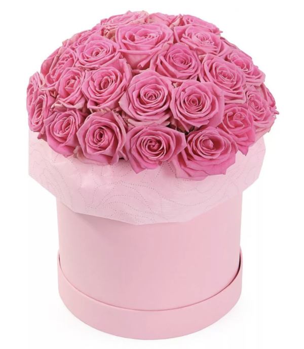 35 розовых роз в коробке — Композиции