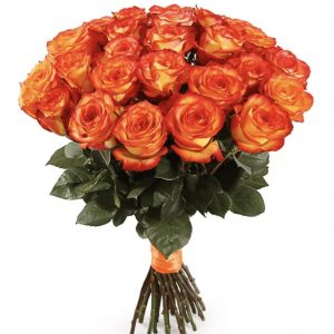Букет из 25 оранжевых роз 70 см — Букет из 26 роз