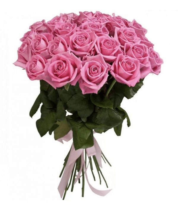 Букет из 25 розовых роз 70 см — Розы