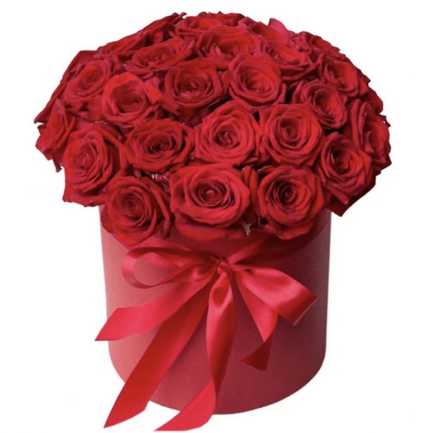 35 красных роз в коробке — Композиции