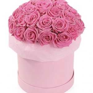 35 розовых роз в коробке — Доставка роз