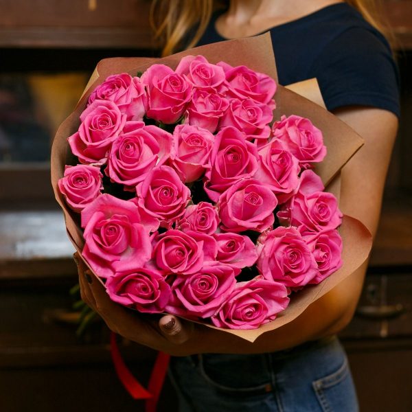 Букет из 25 розовых роз Премиум