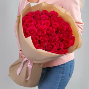 Букет 35 малиновых роз (50 см.) — Букеты цветов