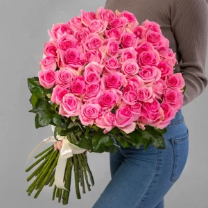 Букет 35 розовых роз (70 см.) — Розы