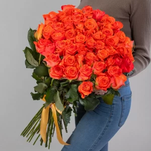 Букет 35 ярко-оранжевых роз (70 см.) —