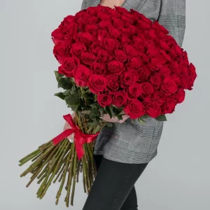 Букет 75 красных роз (70 см.) — Букеты цветов