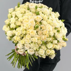 Букет из 75 кустовых белых роз — 70 роз