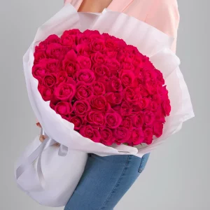 Букет 75 малиновых роз (60 см.) — Букеты цветов