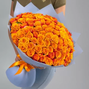 Букет из 75 оранжевых роз — Букеты цветов