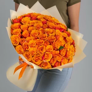 Букет из 71 оранжевой розы 40 см — 71 роза