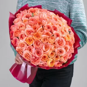 Букет из 75 пионовидных розовых роз — Доставка роз