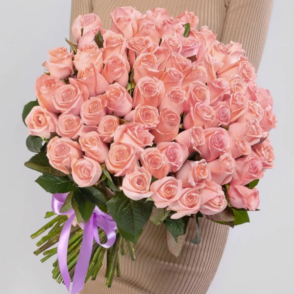 Букет из 75 розовых роз 40 см