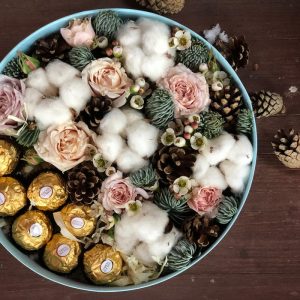 Новогодняя коробочка «Прага» — Букеты из конфет ферреро роше