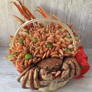 Корзина с морепродуктами «Белое море» — Съедобные букеты