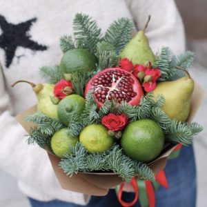 Новогодний букет из фруктов — Букеты из груш
