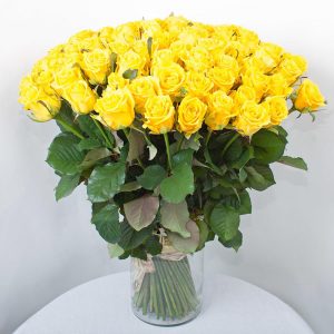 Букет из 75 желтых роз 60 см — Доставка желтых роз