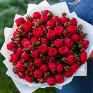 Букет из 75 пионовидных красных роз — Красные розы для любимой