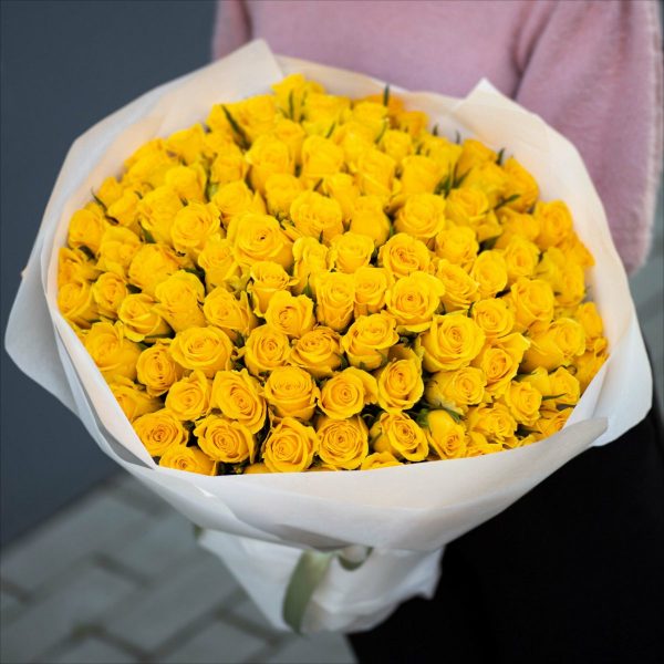Букет из 101 желтой розы 50 см