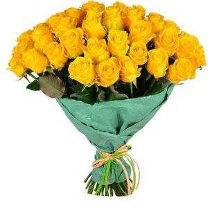 Букет из 51 желтой розы 70 см в упаковке — Желтые розы для любимой