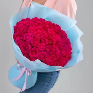 Букет из 51 малиновой розы 40 см — Розы