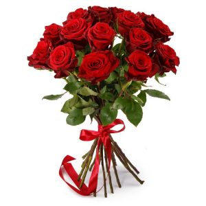 Букет из 15 бордовых роз 40 см — 15 роз в упаковке