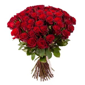 Букет из 75 бордовых роз 60 см — Розы