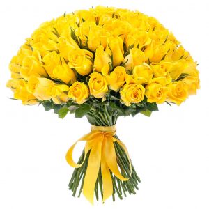 Букет из 75 желтых роз 70 см — Розы