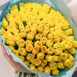 Букет из 75 желтых роз 50 см — Доставка желтых роз