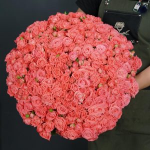 Букет из 101 коралловой кустовой розы