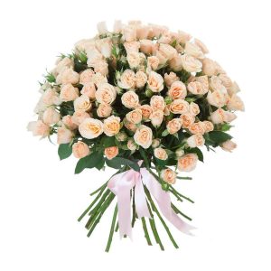 Букет из 45 кустовых персиковых роз — 45 кустовых роз