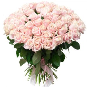 Букет из 101 нежной розы 50 см — Розы