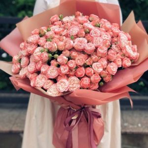 51 кустовая пионовидная коралловая роза — Розы