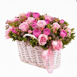 25 нежных роз в корзиночке — 25 роз доставка